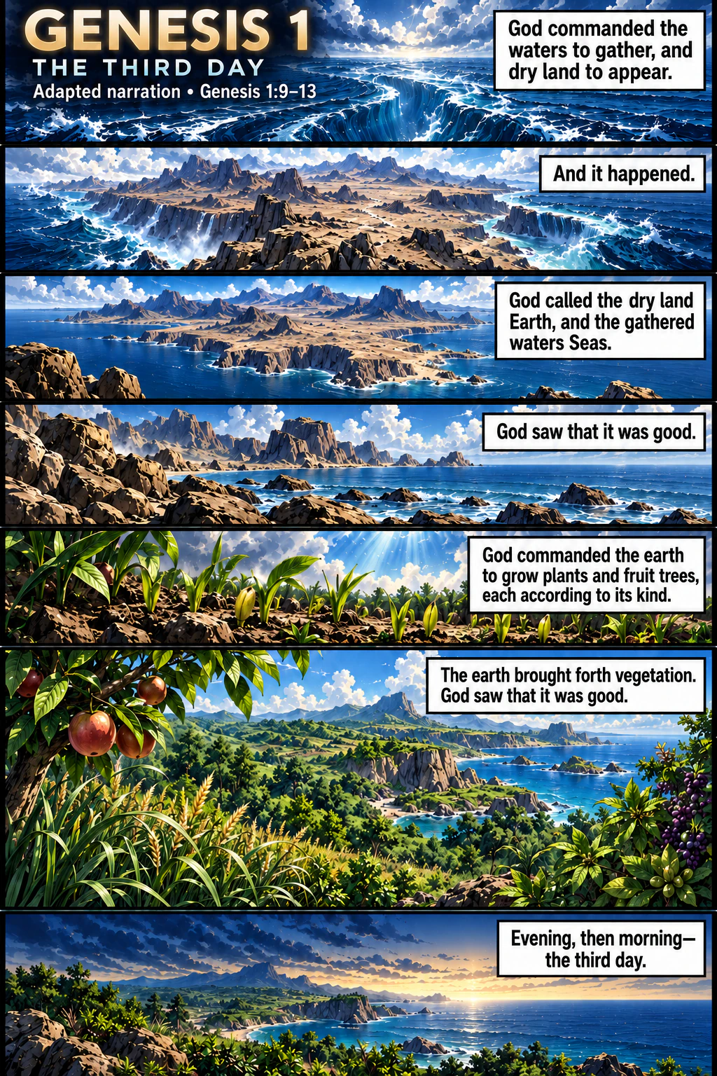 Genesis 1, illustrated section 3 of 7
